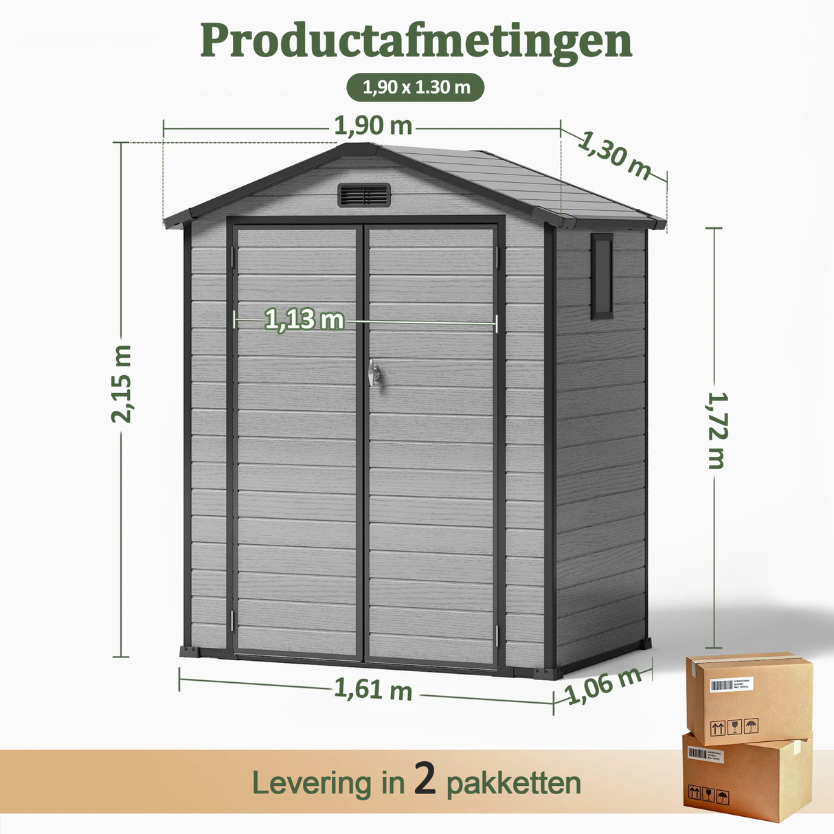 Patioslife YardVault Outdoor Opslagschuur met Vloer, Weerbestendige Waterdichte Plastic Tuinschuur van Hars met Slot en Raam voor de Tuin, Zware Opslagschuur voor Gereedschap, Fietsen & Tuinapparatuur