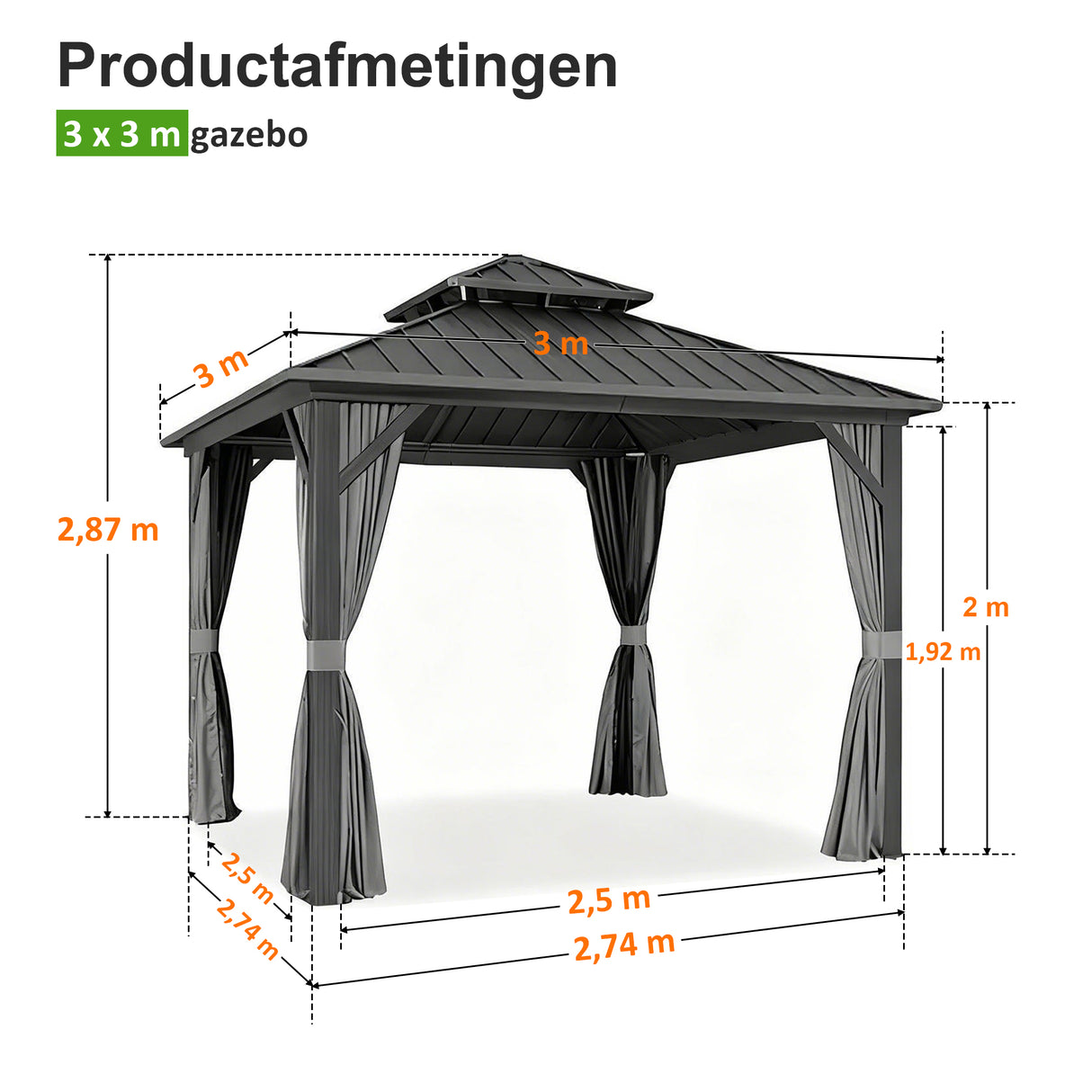 Patioslife Luxury Haven Hardtop Pergola met Afvoergoten, 120×120 mm Aluminium Palen, Dubbel Geventileerd Dak en Gordijnen | Populairste Keuze voor Tuin of Achtertuin