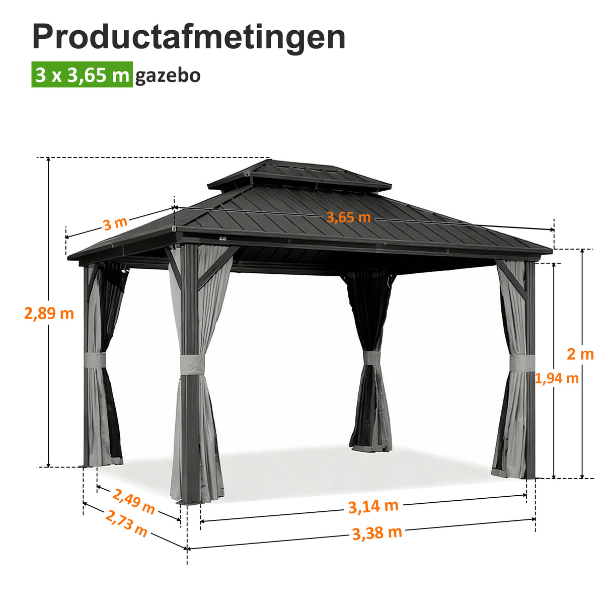 Patioslife Luxury Haven - Hardtop Prieel met Stijlvolle Houtlook - Geïntegreerde Waterafvoer - 5 Jaar Frame Garantie - Weersbestendig