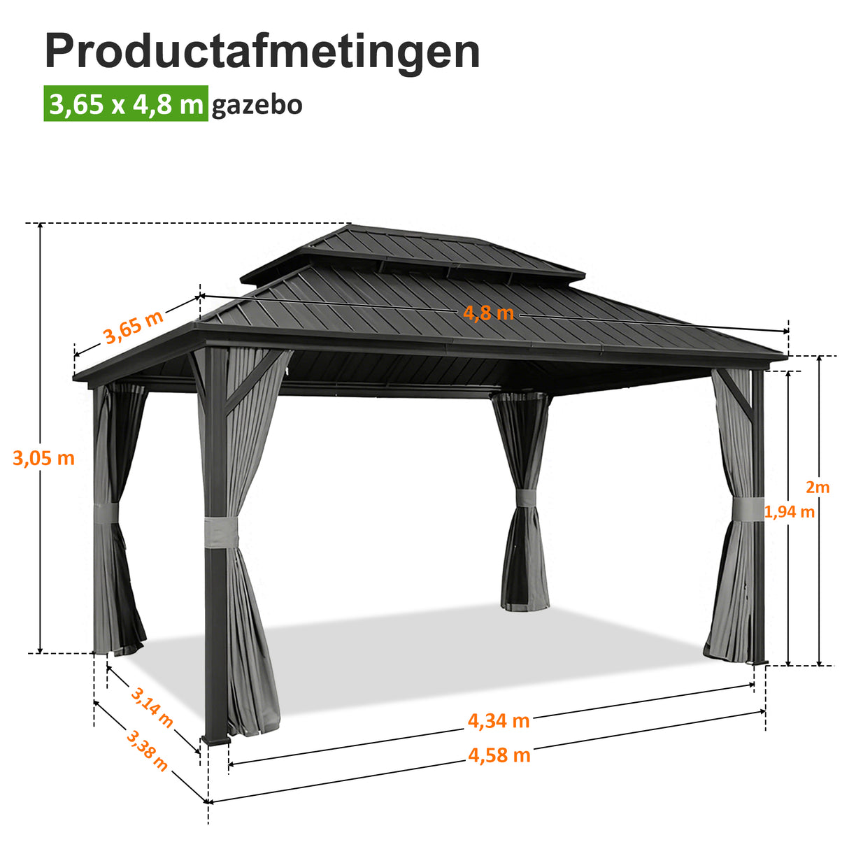 Patioslife Luxury Haven - Hardtop Prieel met Stijlvolle Houtlook - Geïntegreerde Waterafvoer - 5 Jaar Frame Garantie - Weersbestendig