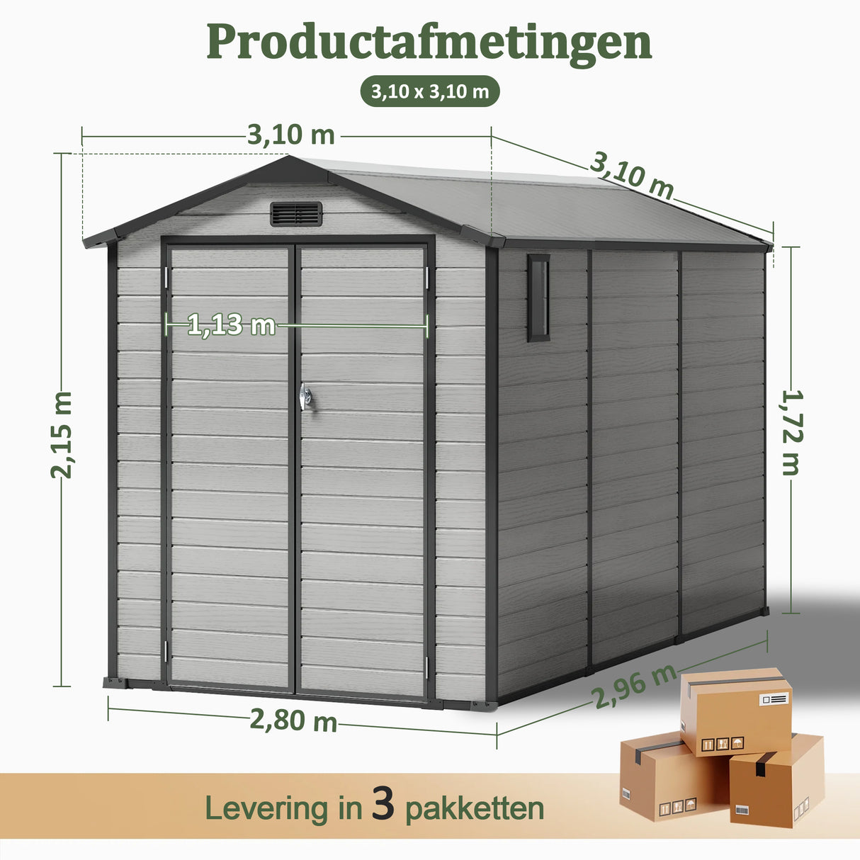 Patioslife YardVault Outdoor Opslagschuur met Vloer, Weerbestendige Waterdichte Plastic Tuinschuur van Hars met Slot en Raam voor de Tuin, Zware Opslagschuur voor Gereedschap, Fietsen & Tuinapparatuur