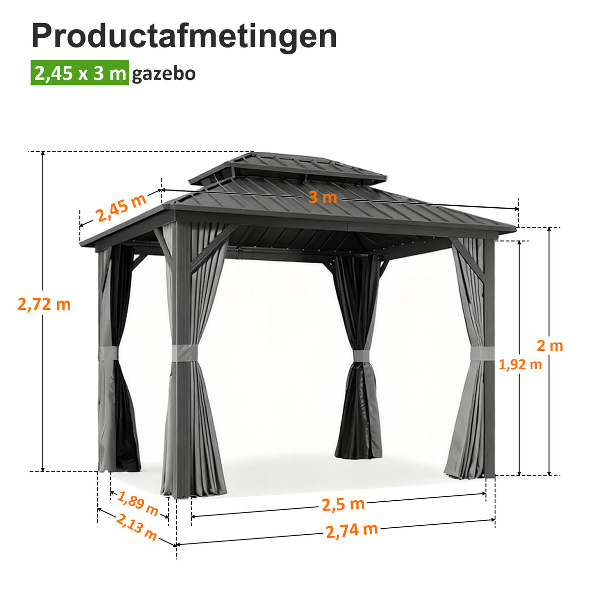 Patioslife Luxury Haven Hardtop Pergola met Afvoergoten, 120×120 mm Aluminium Palen, Dubbel Geventileerd Dak en Gordijnen | Populairste Keuze voor Tuin of Achtertuin