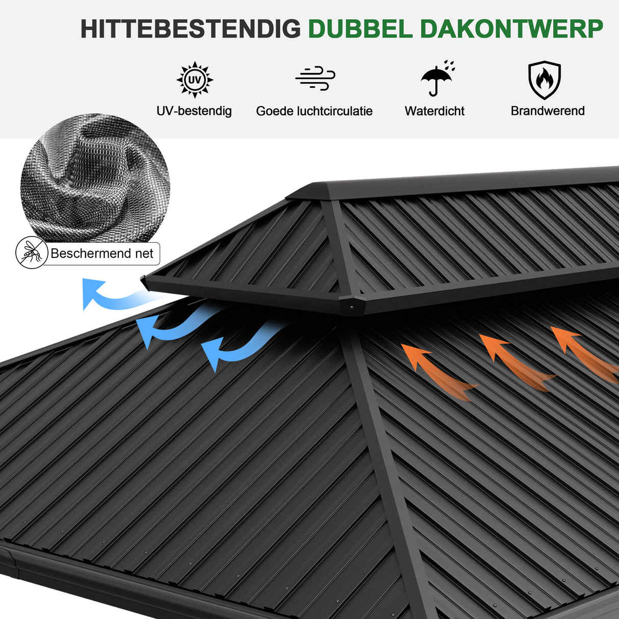 Patioslife Luxury Haven Hardtop Pergola met Afvoergoten, 120×120 mm Aluminium Palen, Dubbel Geventileerd Dak en Gordijnen | Populairste Keuze voor Tuin of Achtertuin