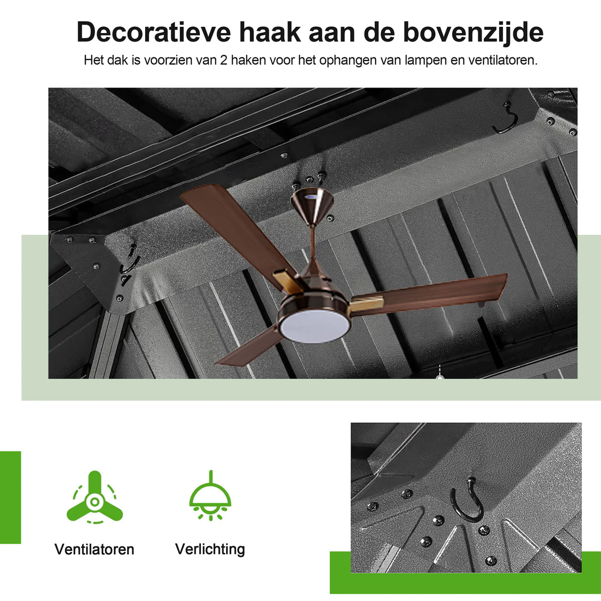 Patioslife Luxury Haven - Hardtop Prieel met Stijlvolle Houtlook - Geïntegreerde Waterafvoer - 5 Jaar Frame Garantie - Weersbestendig