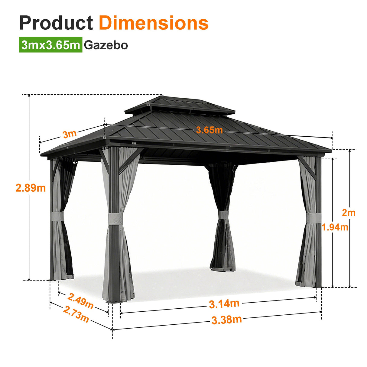 Patioslife Luxury Haven Hardtop Pergola met Afvoergoten, 120×120 mm Aluminium Palen, Dubbel Geventileerd Dak en Gordijnen | Populairste Keuze voor Tuin of Achtertuin