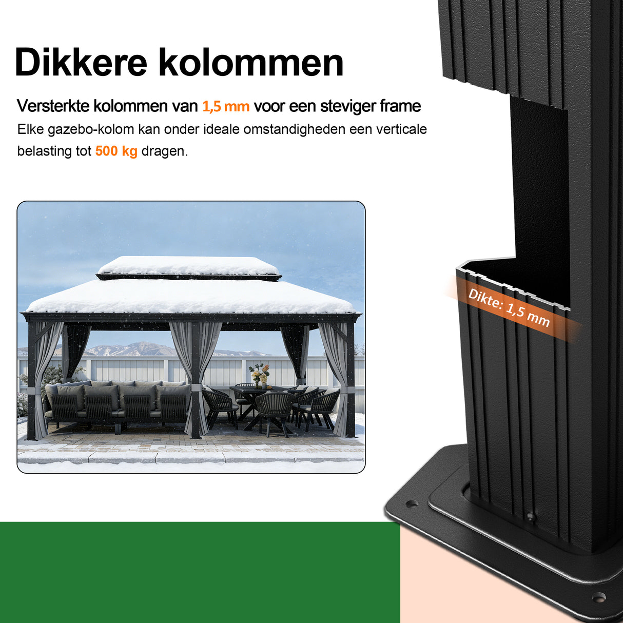 Patioslife Luxury Haven Hardtop Pergola met Afvoergoten, 120×120 mm Aluminium Palen, Dubbel Geventileerd Dak en Gordijnen | Populairste Keuze voor Tuin of Achtertuin