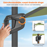 Patioslife Aegis Pro Cantilever Parasol met LED Verlichting, Versterkte Aluminium Ribben en Paal met Poedercoating — Perfect voor Tuin en Patio
