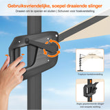 Patioslife Aegis Pro Cantilever Parasol met LED Verlichting, Versterkte Aluminium Ribben en Paal met Poedercoating — Perfect voor Tuin en Patio