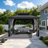 Patioslife Luxury Haven - Hardtop Prieel met Stijlvolle Houtlook - Geïntegreerde Waterafvoer - 5 Jaar Frame Garantie - Weersbestendig