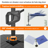 Patioslife Aegis Premium Cantilever Parasol met LED Verlichting, Glasvezel Ribs, Poedercoating Aluminium Stok & Beschermhoes — Luxe Tuin- en Terrasschaduw