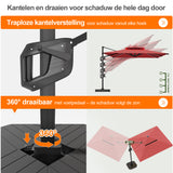 Patioslife Aegis Premium Cantilever Parasol met LED Verlichting, Glasvezel Ribs, Poedercoating Aluminium Stok & Beschermhoes — Luxe Tuin- en Terrasschaduw