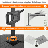 Patioslife Aegis Premium Cantilever Parasol met LED Verlichting, Glasvezel Ribs, Poedercoating Aluminium Stok & Beschermhoes — Luxe Tuin- en Terrasschaduw