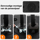 Parasol Wielen Voet 115–200kg, Zware Buitenstand, Vervulbare HDPE Gewichten voor Tuin, Terras & Zwembadrand Stabiliteit