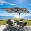 Patioslife Aegis Pro 360° Draaibaar Zweefparasol met Kruisvoet — Zwaar Uitgevoerd Frame & Gepoedercoate Aluminium Paal voor Tuin & Terras