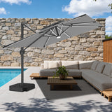 Patioslife Aegis Premium Cantilever Parasol met LED Verlichting, Glasvezel Ribs, Poedercoating Aluminium Stok & Beschermhoes — Luxe Tuin- en Terrasschaduw