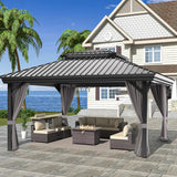 Patioslife Luxury Haven - Hardtop Prieel met Stijlvolle Houtlook - Geïntegreerde Waterafvoer - 5 Jaar Frame Garantie - Weersbestendig