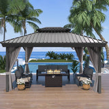 Patioslife Luxury Haven - Hardtop Prieel met Stijlvolle Houtlook - Geïntegreerde Waterafvoer - 5 Jaar Frame Garantie - Weersbestendig