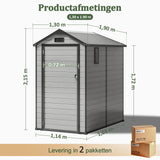 Patioslife YardVault Outdoor Opslagschuur met Vloer, Weerbestendige Waterdichte Plastic Tuinschuur van Hars met Slot en Raam voor de Tuin, Zware Opslagschuur voor Gereedschap, Fietsen & Tuinapparatuur