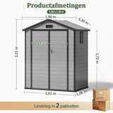 Patioslife YardVault Outdoor Opslagschuur met Vloer, Weerbestendige Waterdichte Plastic Tuinschuur van Hars met Slot en Raam voor de Tuin, Zware Opslagschuur voor Gereedschap, Fietsen & Tuinapparatuur