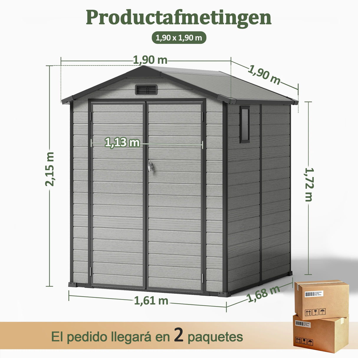 Patioslife YardVault Outdoor Opslagschuur met Vloer, Weerbestendige Waterdichte Plastic Tuinschuur van Hars met Slot en Raam voor de Tuin, Zware Opslagschuur voor Gereedschap, Fietsen & Tuinapparatuur