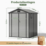 Patioslife YardVault Outdoor Opslagschuur met Vloer, Weerbestendige Waterdichte Plastic Tuinschuur van Hars met Slot en Raam voor de Tuin, Zware Opslagschuur voor Gereedschap, Fietsen & Tuinapparatuur