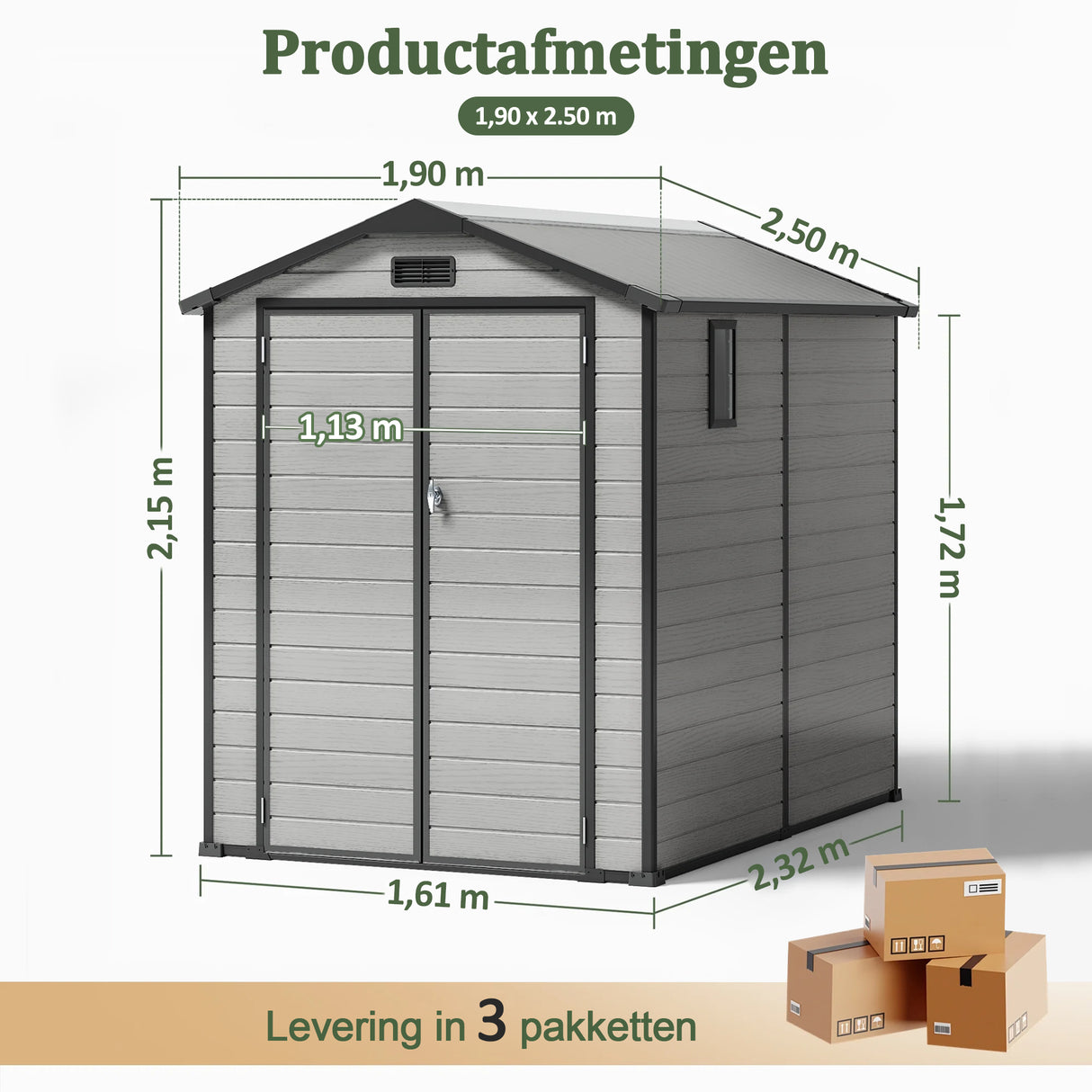 Patioslife YardVault Outdoor Opslagschuur met Vloer, Weerbestendige Waterdichte Plastic Tuinschuur van Hars met Slot en Raam voor de Tuin, Zware Opslagschuur voor Gereedschap, Fietsen & Tuinapparatuur