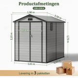 Patioslife YardVault Outdoor Opslagschuur met Vloer, Weerbestendige Waterdichte Plastic Tuinschuur van Hars met Slot en Raam voor de Tuin, Zware Opslagschuur voor Gereedschap, Fietsen & Tuinapparatuur