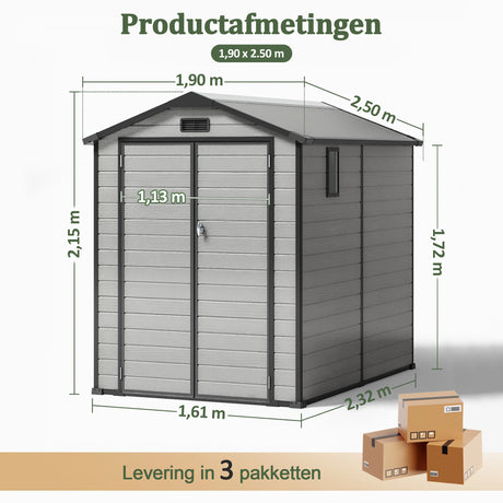 Patioslife YardVault Outdoor Opslagschuur met Vloer, Weerbestendige Waterdichte Plastic Tuinschuur van Hars met Slot en Raam voor de Tuin, Zware Opslagschuur voor Gereedschap, Fietsen & Tuinapparatuur