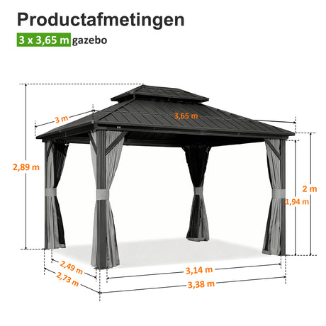Patioslife Luxury Haven Hardtop Pergola met Afvoergoten, 120×120 mm Aluminium Palen, Dubbel Geventileerd Dak en Gordijnen | Populairste Keuze voor Tuin of Achtertuin