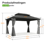 Patioslife Luxury Haven Hardtop Pergola met Afvoergoten, 120×120 mm Aluminium Palen, Dubbel Geventileerd Dak en Gordijnen | Populairste Keuze voor Tuin of Achtertuin
