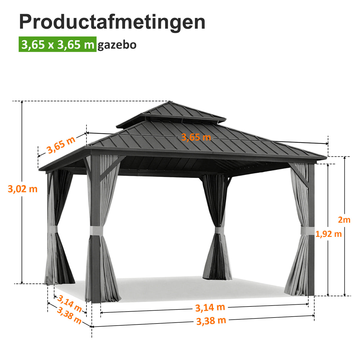 Patioslife Luxury Haven Hardtop Pergola met Afvoergoten, 120×120 mm Aluminium Palen, Dubbel Geventileerd Dak en Gordijnen | Populairste Keuze voor Tuin of Achtertuin
