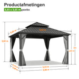 Patioslife Luxury Haven Hardtop Pergola met Afvoergoten, 120×120 mm Aluminium Palen, Dubbel Geventileerd Dak en Gordijnen | Populairste Keuze voor Tuin of Achtertuin