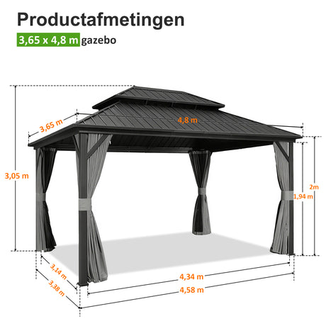 Patioslife Luxury Haven Hardtop Pergola met Afvoergoten, 120×120 mm Aluminium Palen, Dubbel Geventileerd Dak en Gordijnen | Populairste Keuze voor Tuin of Achtertuin