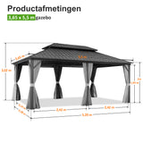 Patioslife Luxury Haven Hardtop Pergola met Afvoergoten, 120×120 mm Aluminium Palen, Dubbel Geventileerd Dak en Gordijnen | Populairste Keuze voor Tuin of Achtertuin