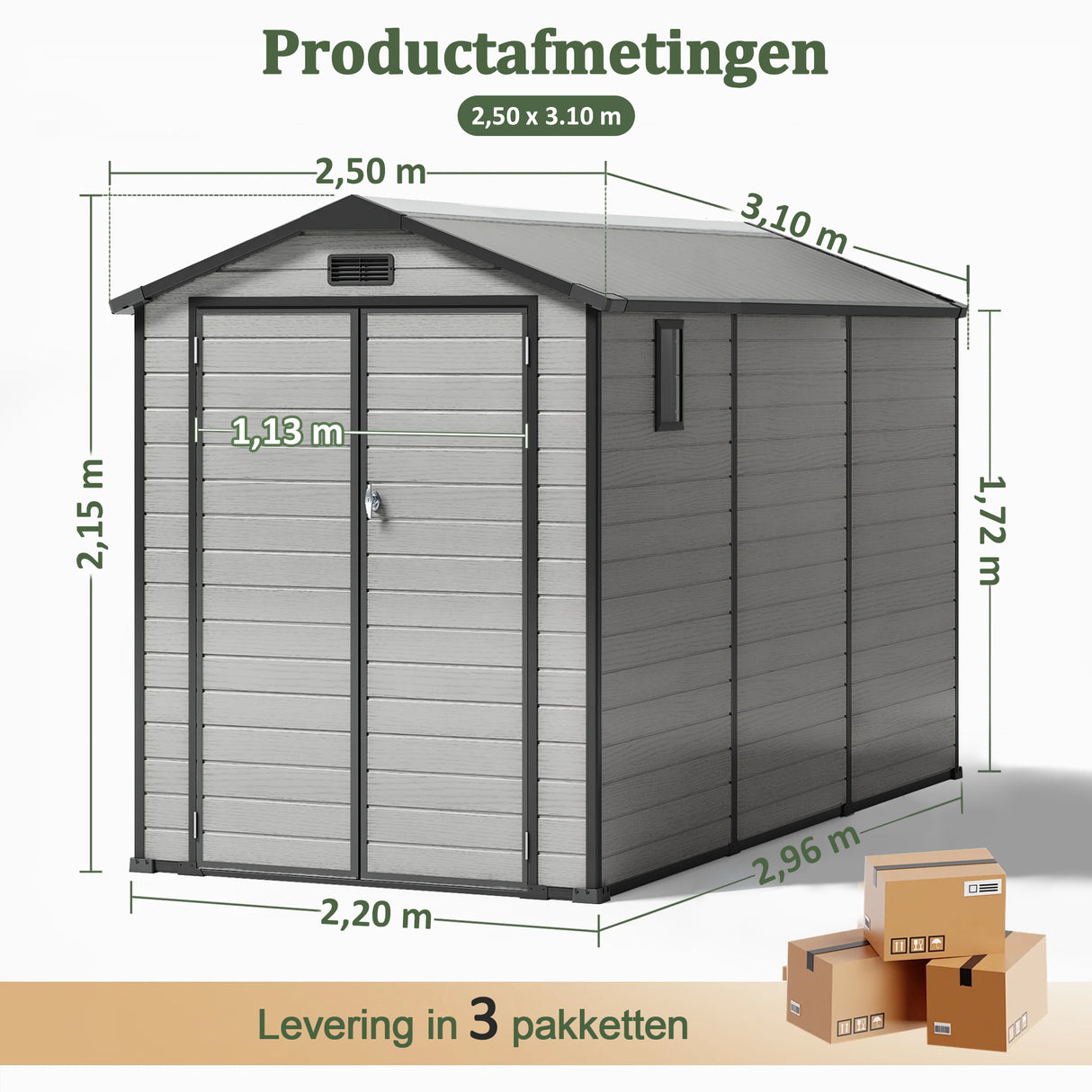 Patioslife YardVault Outdoor Opslagschuur met Vloer, Weerbestendige Waterdichte Plastic Tuinschuur van Hars met Slot en Raam voor de Tuin, Zware Opslagschuur voor Gereedschap, Fietsen & Tuinapparatuur