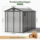 Patioslife YardVault Outdoor Opslagschuur met Vloer, Weerbestendige Waterdichte Plastic Tuinschuur van Hars met Slot en Raam voor de Tuin, Zware Opslagschuur voor Gereedschap, Fietsen & Tuinapparatuur