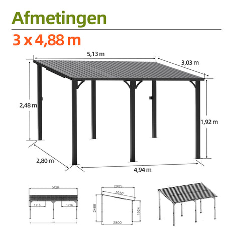 Patioslife Haven | Wandgemonteerde Hardtop Gazebo – Zware Aluminium Pergola met Dak voor Tuin