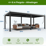 Patioslife Atlantic™ | Aluminium Lamel Pergola met Verstelbaar Dak en LED Verlichting, Vrijstaande Buiten Shelter voor Patio, Terras en Zwembad