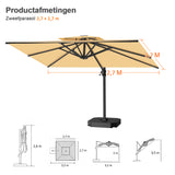 Patioslife Aegis Pro™ Cantilever Parasol met Kruisvoet — Robuust Frame en Poedergecoat Aluminium Paal voor Tuin en Terras