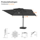 Patioslife Aegis Pro Cantilever Parasol met LED Verlichting, Versterkte Aluminium Ribben en Paal met Poedercoating — Perfect voor Tuin en Patio