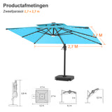 Patioslife Aegis Pro Cantilever Parasol met LED Verlichting, Versterkte Aluminium Ribben en Paal met Poedercoating — Perfect voor Tuin en Patio