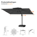 Patioslife Aegis Pro™ Cantilever Parasol met Kruisvoet — Robuust Frame en Poedergecoat Aluminium Paal voor Tuin en Terras
