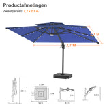 Patioslife Aegis Pro Cantilever Parasol met LED Verlichting, Versterkte Aluminium Ribben en Paal met Poedercoating — Perfect voor Tuin en Patio