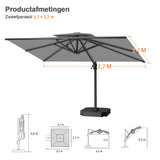 Patioslife Aegis Pro™ Cantilever Parasol met Kruisvoet — Robuust Frame en Poedergecoat Aluminium Paal voor Tuin en Terras