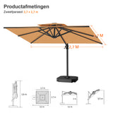 Patioslife Aegis Pro™ Cantilever Parasol met Kruisvoet — Robuust Frame en Poedergecoat Aluminium Paal voor Tuin en Terras