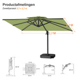 Patioslife Aegis Pro™ Cantilever Parasol met Kruisvoet — Robuust Frame en Poedergecoat Aluminium Paal voor Tuin en Terras