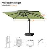 Patioslife Aegis Pro™ Cantilever Parasol met Kruisvoet — Robuust Frame en Poedergecoat Aluminium Paal voor Tuin en Terras