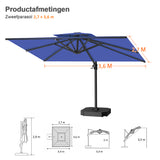 Patioslife Aegis Pro™ Cantilever Parasol met Kruisvoet — Robuust Frame en Poedergecoat Aluminium Paal voor Tuin en Terras