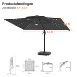 Patioslife Aegis Pro Cantilever Parasol met LED Verlichting, Versterkte Aluminium Ribben en Paal met Poedercoating — Perfect voor Tuin en Patio