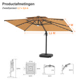 Patioslife Aegis Pro Cantilever Parasol met LED Verlichting, Versterkte Aluminium Ribben en Paal met Poedercoating — Perfect voor Tuin en Patio